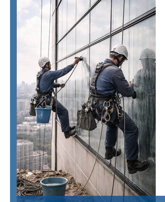 Профессиональная мойка фасадных окон альпинистами в Удомле