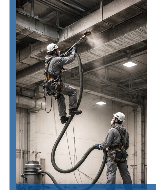 Обеспыливание потолочных конструкций в Удомле промышленным альпинизмом