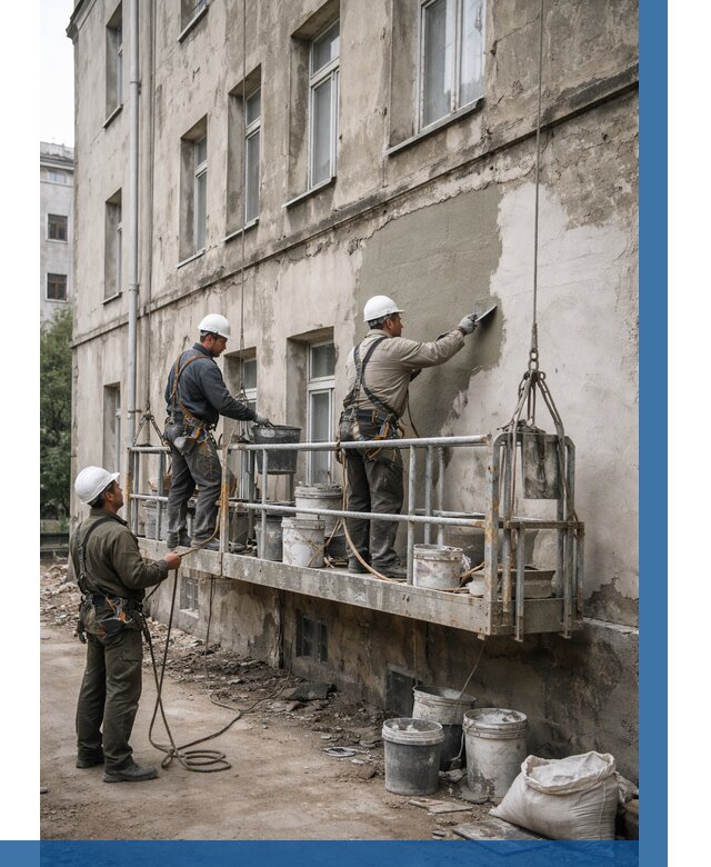 Капитальный ремонт фасада в Удомле от 4363 р. | ВЫСОТНИК-Дмл