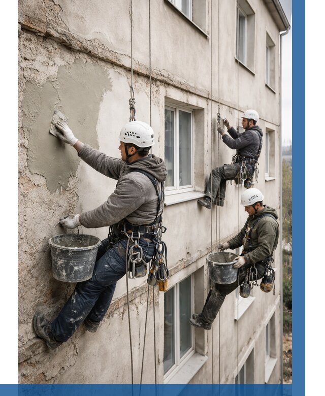 Ремонт штукатурного фасада в Удомле от 779 р. под ключ | ВЫСОТНИК-Дмл