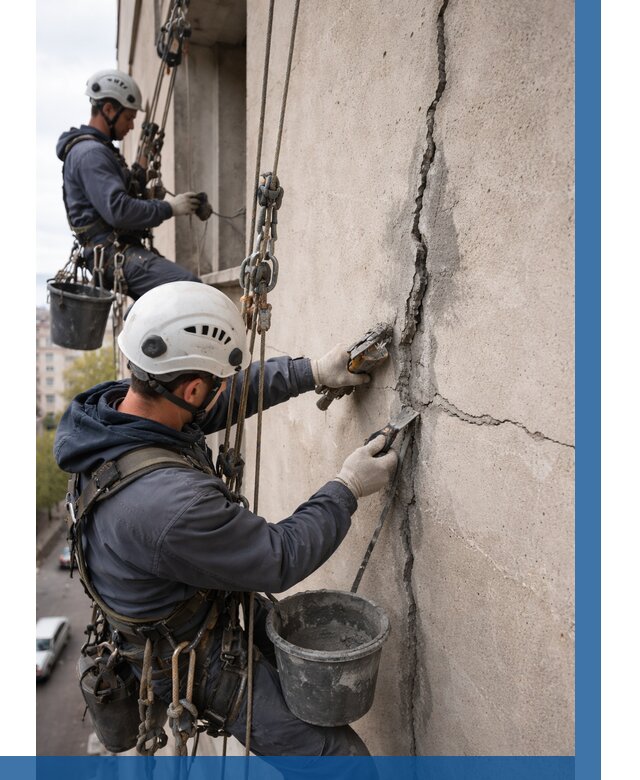 Заделка трещин на фасаде в Удомле от 935 р. | ВЫСОТНИК-Дмл