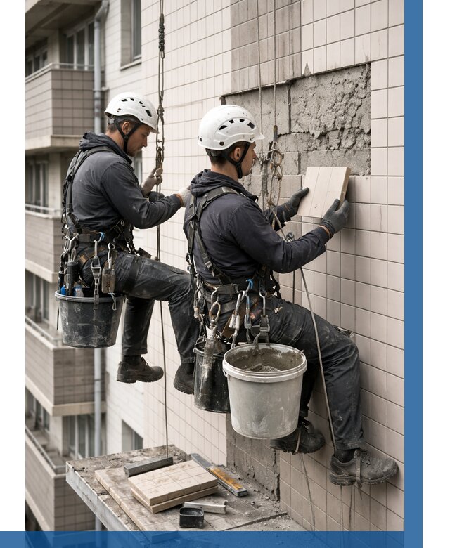 Ремонт облицовки фасада плиткой в Удомле от 1870 р. | ВЫСОТНИК-Дмл