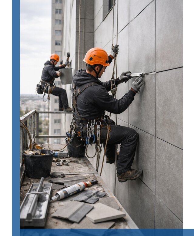 Профессиональный ремонт фасада из керамогранита в Удомле