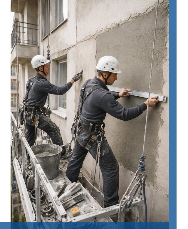 Штукатурка фасада на высоте в Удомле от 935 р. | ВЫСОТНИК-Дмл