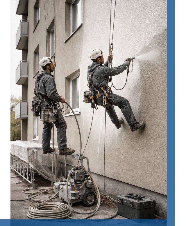 Безвоздушная покраска фасада в Удомле от 229 р/м² | ВЫСОТНИК-Дмл