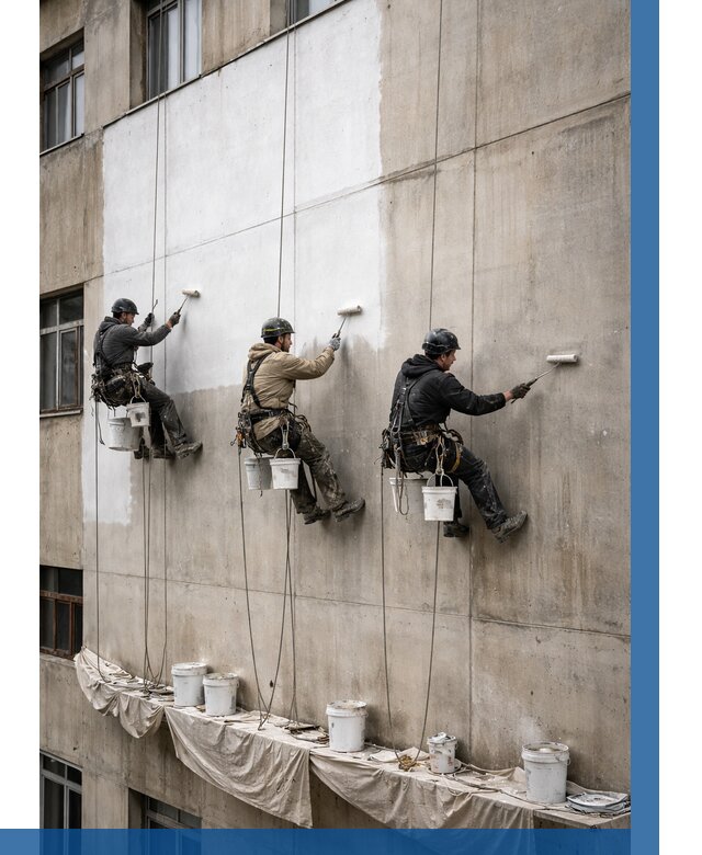 Покраска бетонного фасада в Удомле от 364 р за м2 | ВЫСОТНИК-Дмл