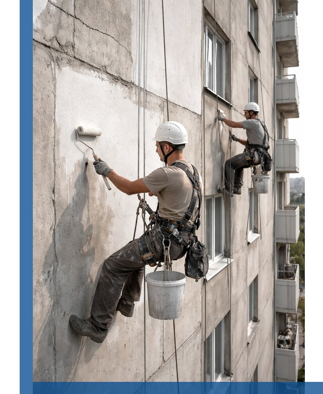 Покраска бетонного фасада в Удомле для жилых и промышленных объектов