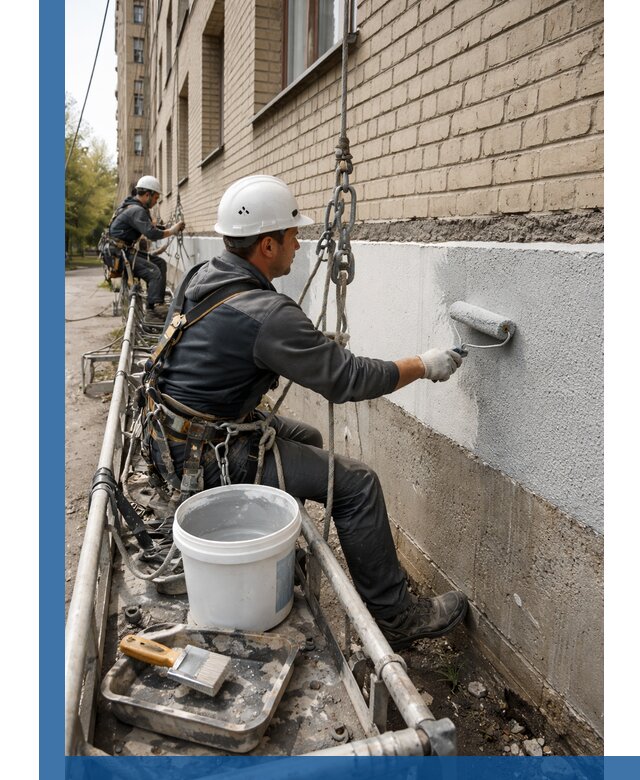 Окраска цоколя здания в Удомле профессионально и надежно