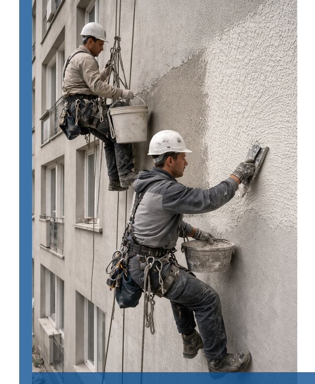 Нанесение декоративной штукатурки короед на фасад в Удомле