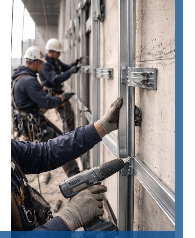 Монтаж подсистемы вентфасада в Удомле от 883 р. | ВЫСОТНИК-Дмл