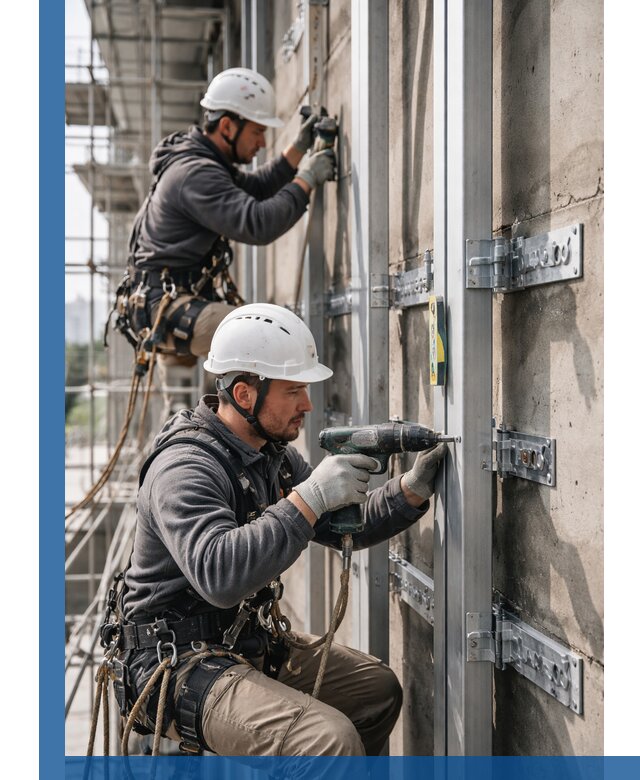 Монтаж и крепление подсистемы вентфасада в Удомле