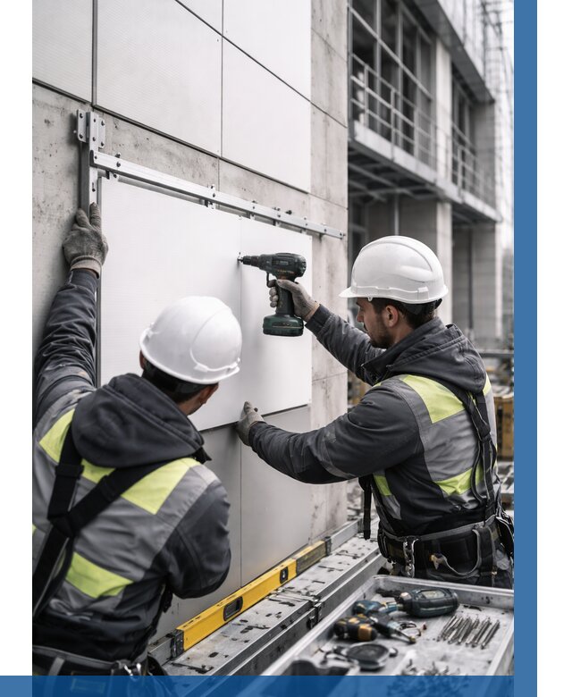 Монтаж композитных панелей фасада в Удомле от 2597 р. | ВЫСОТНИК-Дмл