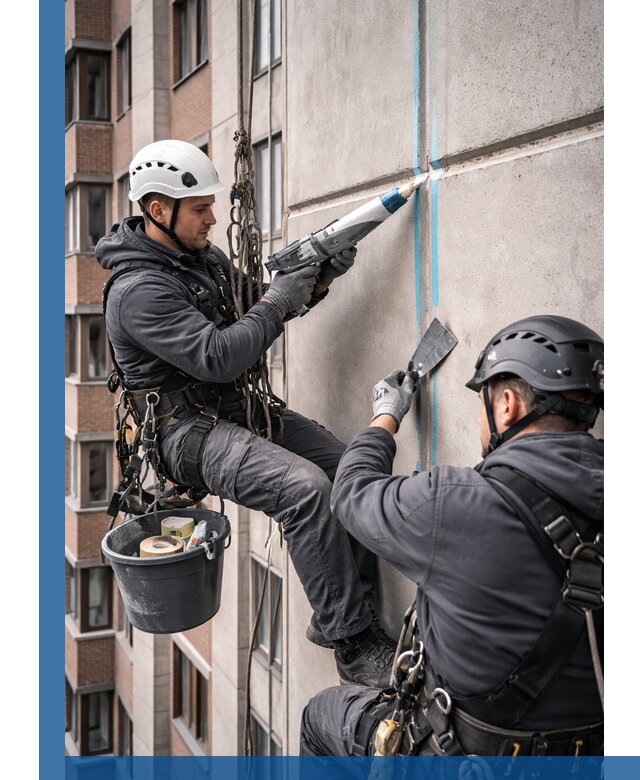 Вторичная герметизация швов фасада и кровли в Удомле