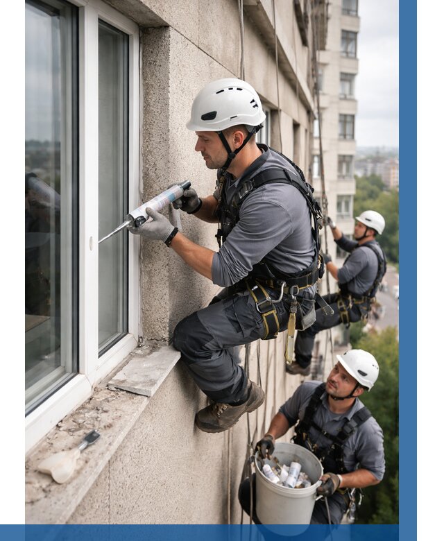 Герметизация оконных швов снаружи в Удомле от 1558 р. | ВЫСОТНИК-Дмл