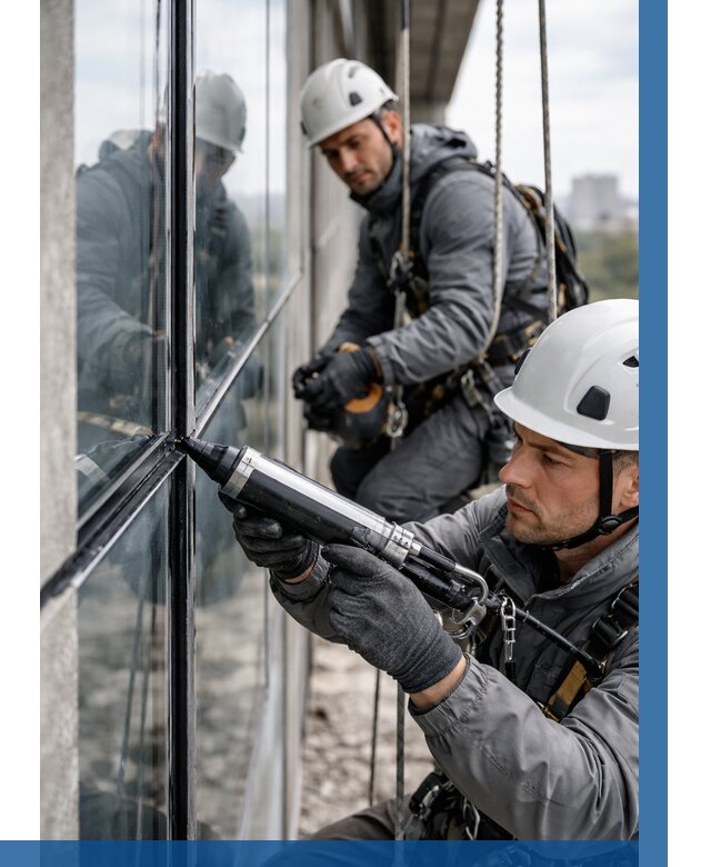 Герметизация витражных швов в Удомле от 675 р. | ВЫСОТНИК-Дмл