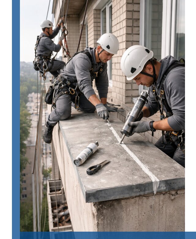 Герметизация балконного козырька в Удомле профессионально