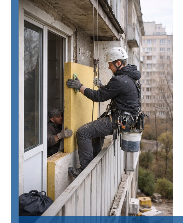 Профессиональное утепление балкона снаружи в Удомле под ключ