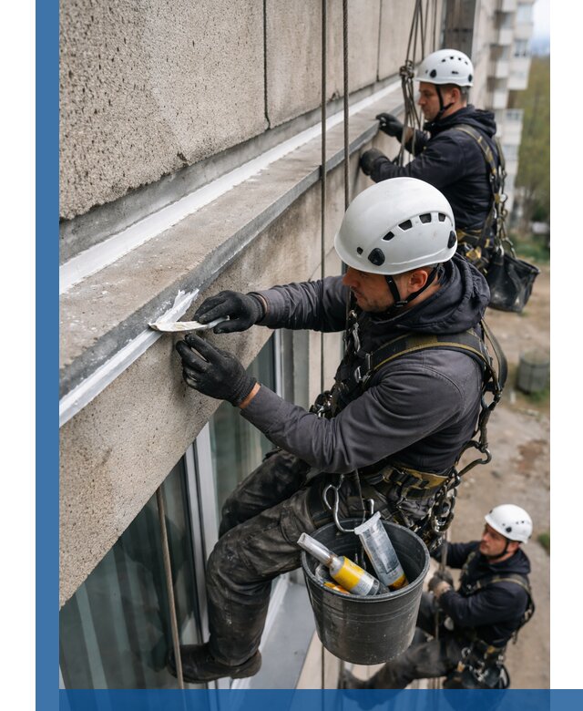 Герметизация примыкания балкона в Удомле под ключ с гарантией