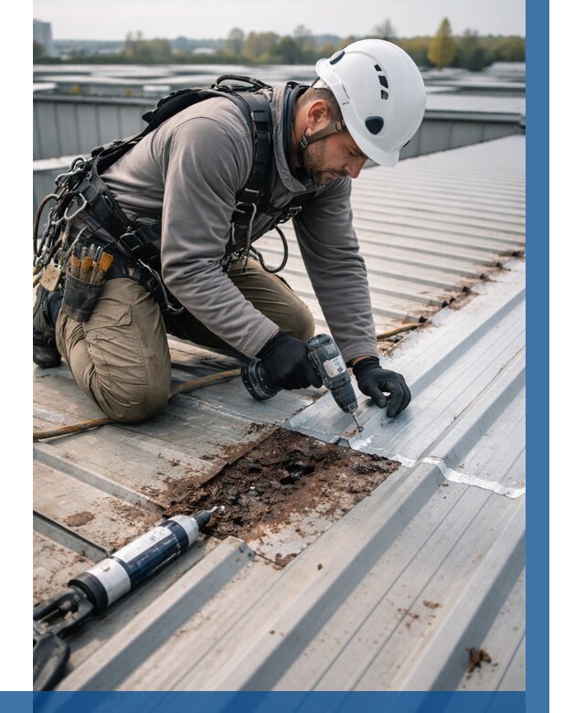 Ремонт профнастила на кровле в Удомле от 727 р. | ВЫСОТНИК-Дмл