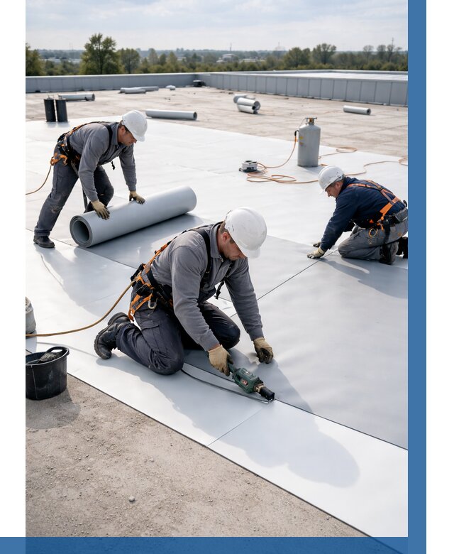 Монтаж мембранной кровли под ключ в Удомле от 1247 р. | ВЫСОТНИК-Дмл