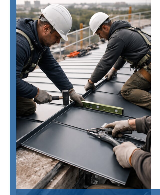 Монтаж фальцевой кровли в Удомле для промышленных зданий