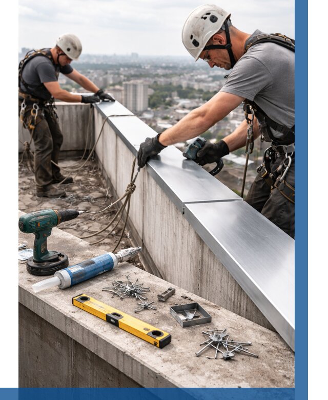 Монтаж парапетных крышек в Удомле от 831 р. | ВЫСОТНИК-Дмл