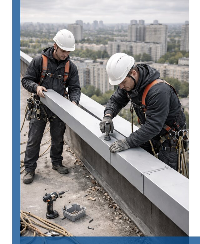 Монтаж парапетных крышек и ограждений кровли в Удомле