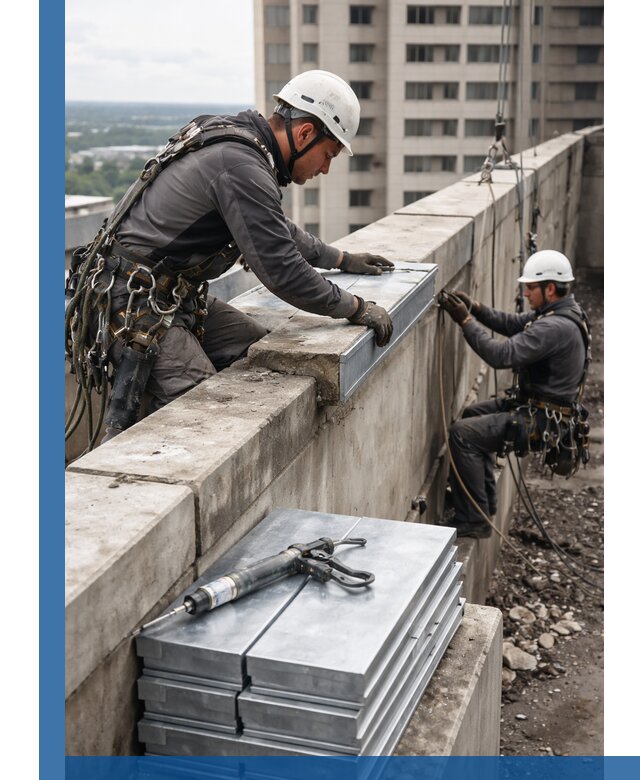 Замена парапетных крышек и установка новых в Удомле