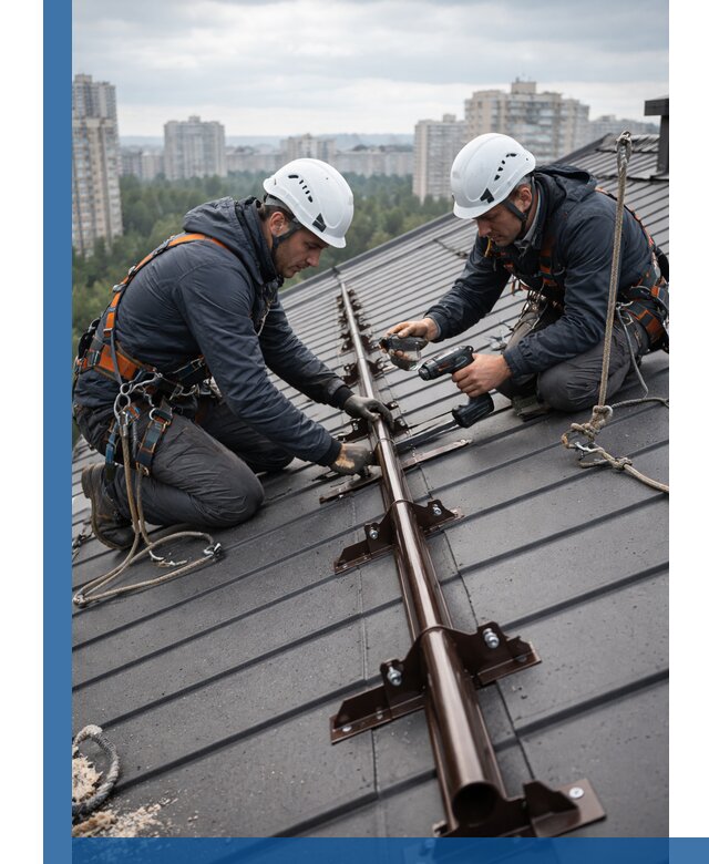 Монтаж снегозадержателей на кровле зданий в Удомле под ключ