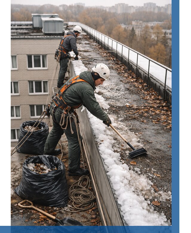 Очистка кровли по периметру в Удомле от 571 р. | ВЫСОТНИК-Дмл