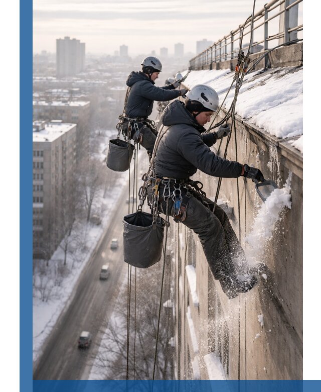 Очистка карнизов от снега в Удомле профессионально и безопасно