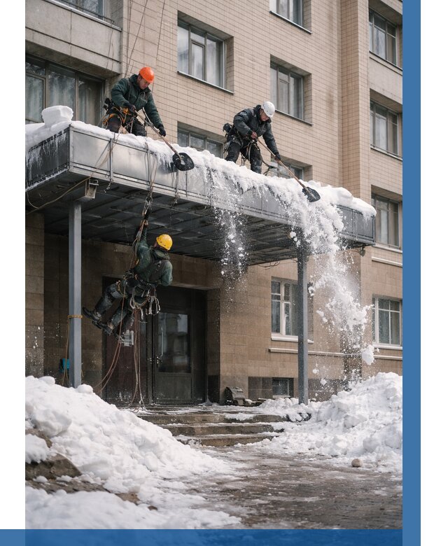 Очистка козырьков от снега в Удомле от 3636 р. | ВЫСОТНИК-Дмл