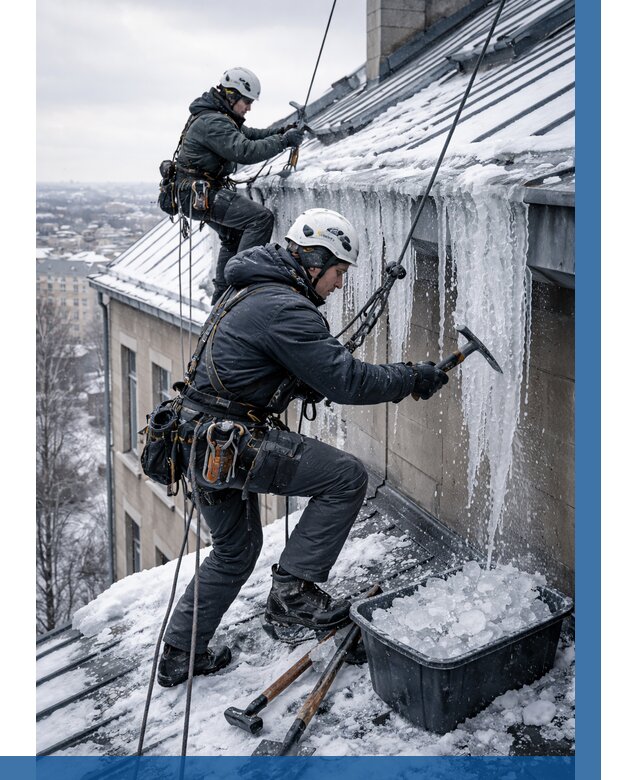 Удаление наледи с кровли в Удомле от 5714 р. | ВЫСОТНИК-Дмл