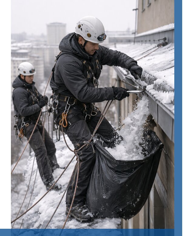 Аварийная очистка крыши в Удомле под ключ от 312 р. | ВЫСОТНИК-Дмл