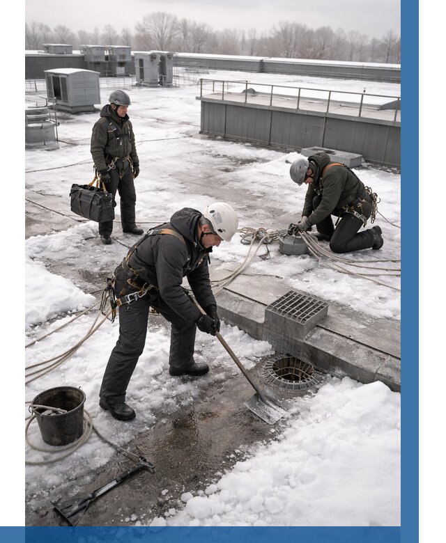 Абонентское обслуживание кровли зимой в Удомле от 8311 р. | ВЫСОТНИК-Дмл