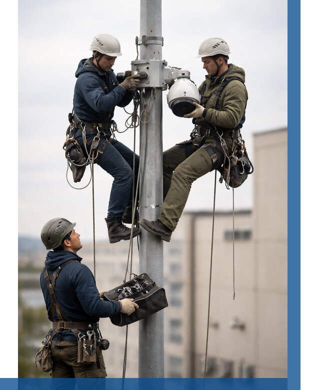 Установка видеокамер на мачте в Удомле от 8831 р. | ВЫСОТНИК-Дмл