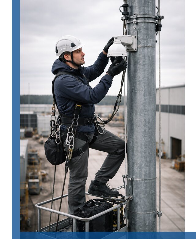 Профессиональная установка видеокамер на мачте в Удомле