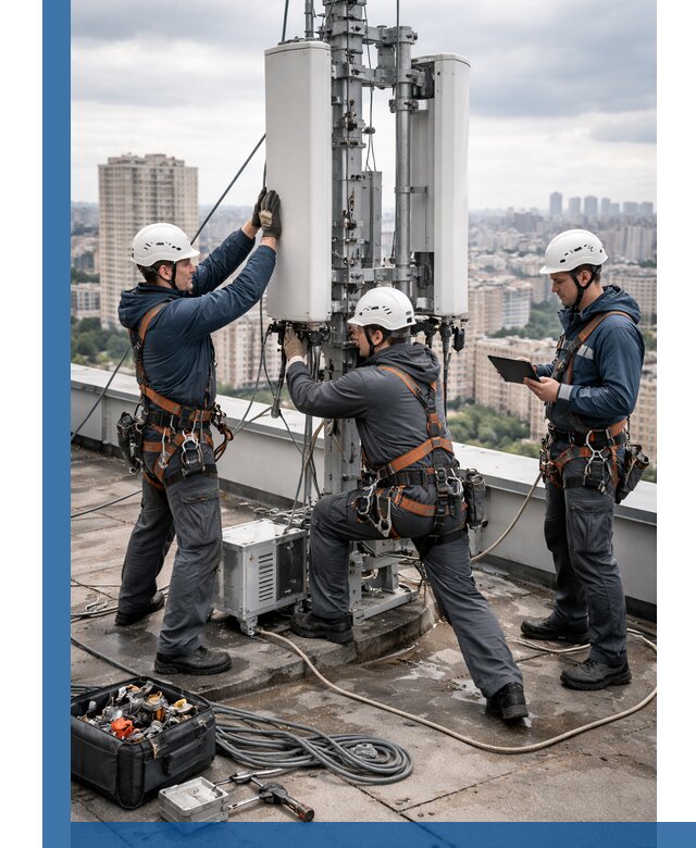 Монтаж антенн связи на крыше в Удомле с вводом в эксплуатацию