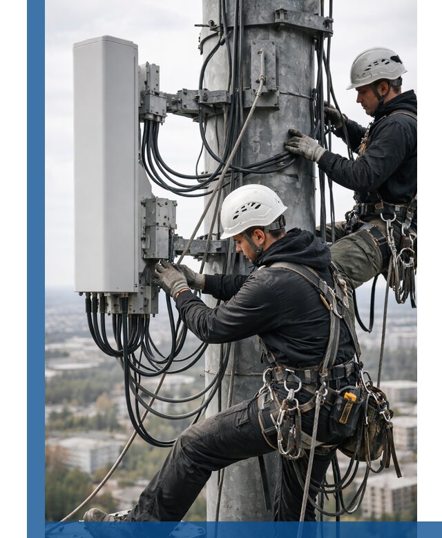 Монтаж оборудования связи на мачте в Удомле с пусконаладкой