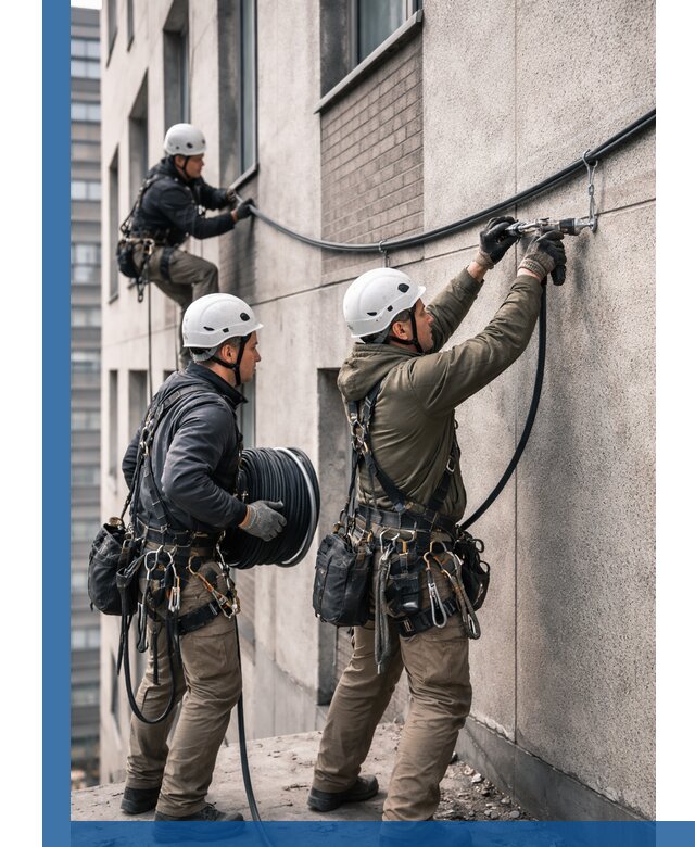 Прокладка кабеля по фасаду в Удомле, профессиональный монтаж