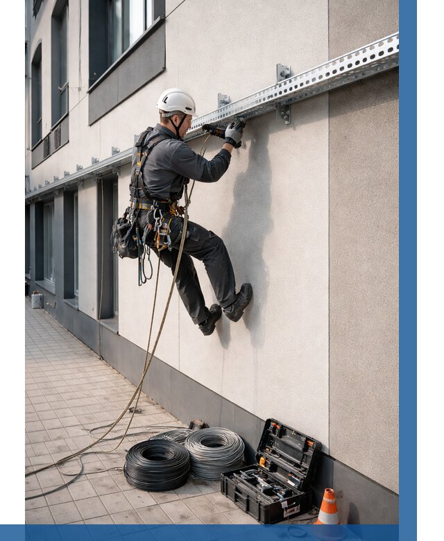 Монтаж кабельных лотков на фасаде в Удомле от 1247 р. | ВЫСОТНИК-Дмл