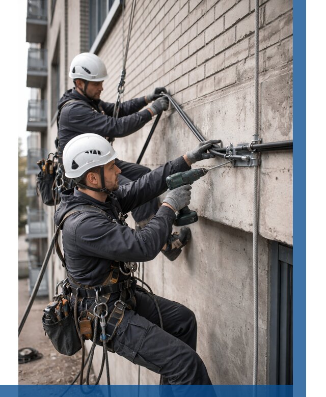 Крепление кабеля на фасаде в Удомле от 364 р. | ВЫСОТНИК-Дмл