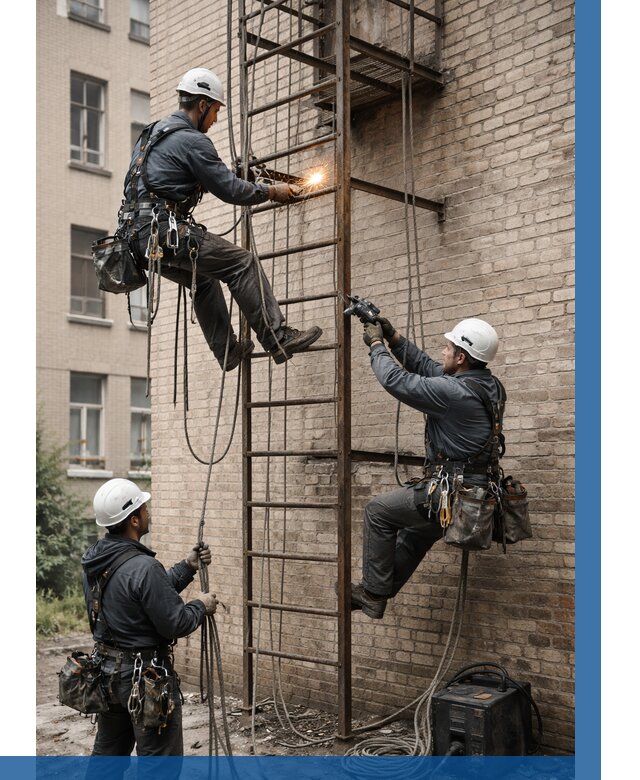 Ремонт пожарной лестницы в Удомле от 7792 р. | ВЫСОТНИК-Дмл