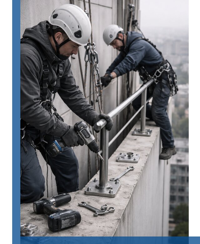 Монтаж перил на высоте в Удомле для жилых и промобъектов