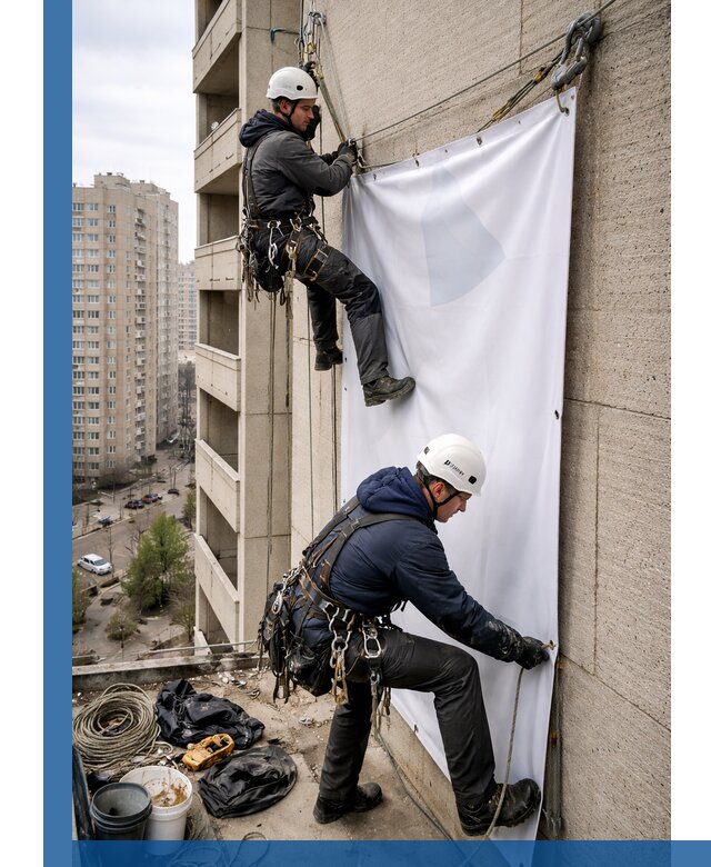 Профессиональный монтаж баннеров на фасаде в Удомле