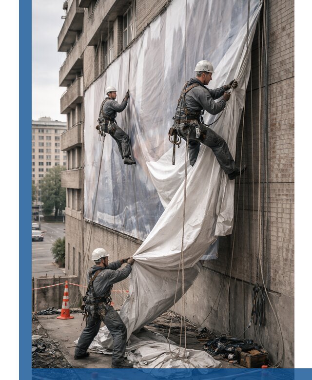 Демонтаж баннеров с фасада в Удомле оперативно и безопасно