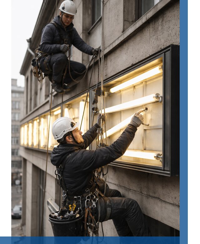 Замена ламп в вывеске в Удомле под ключ от 3636 р. | ВЫСОТНИК-Дмл
