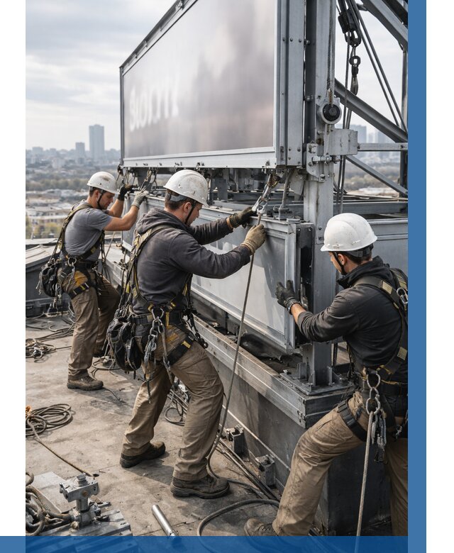 Монтаж крышной рекламной конструкции в Удомле от 62334 р.|ВЫСОТНИК-Дмл