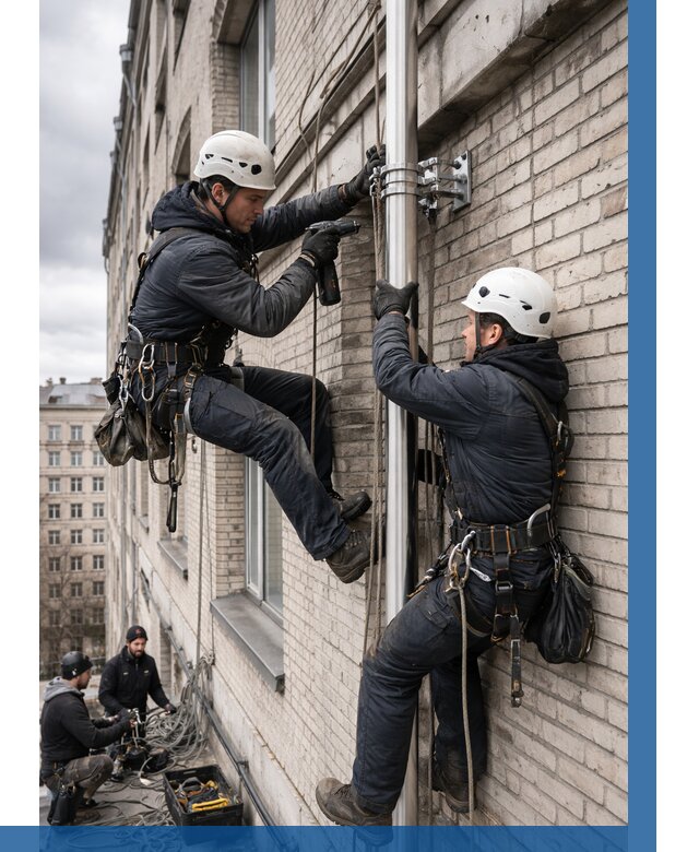 Монтаж флагштока на здании в Удомле от 6753 р. | ВЫСОТНИК-Дмл