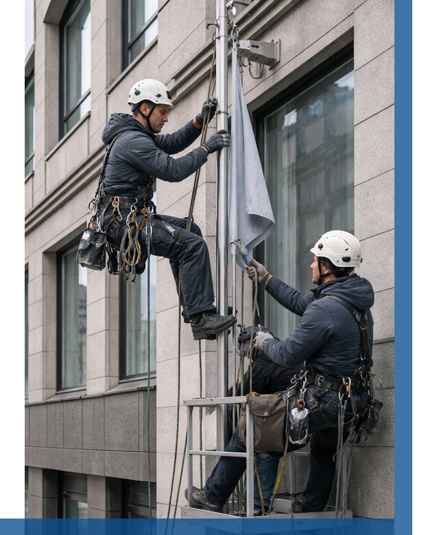 Установка флагов на фасаде в Удомле от 4675 р. | ВЫСОТНИК-Дмл